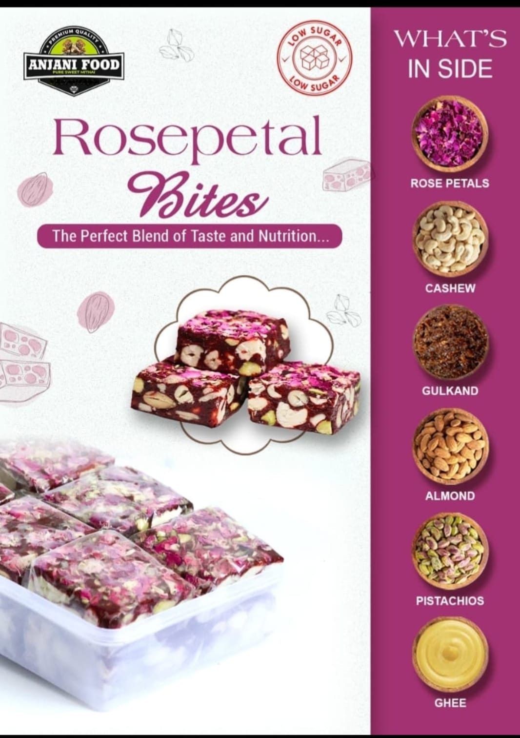 Dry Fruit Sweet Rose Petals Bites (500 g)