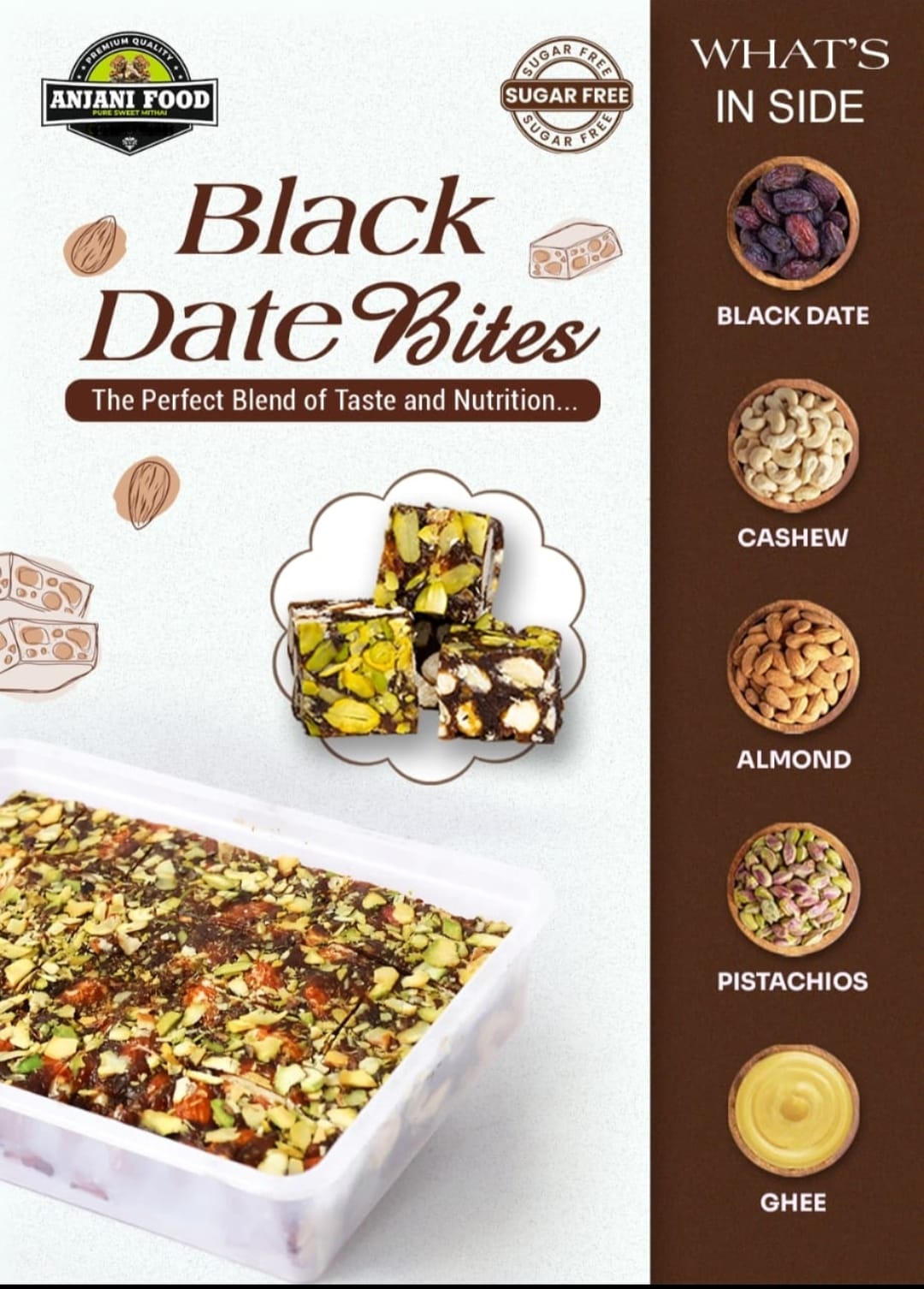 Dry Fruit Sweet Black Dates Bites (500 g)
